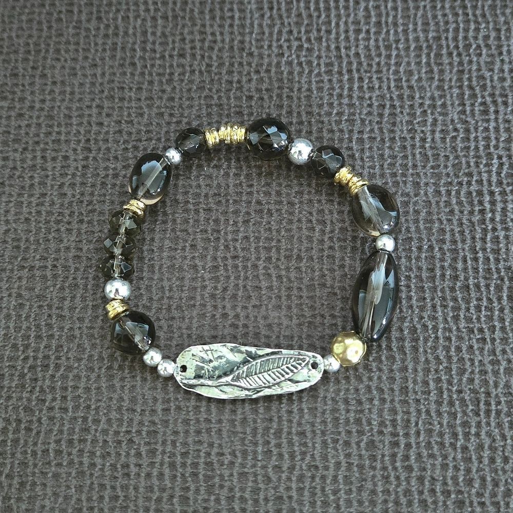 Noa Zuman Simulated Smokey🔥 Quartz Stretch Bracelet - NWT - Picture 13 of 16